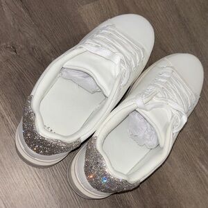 a new day White and Silver Glitter Sneakers